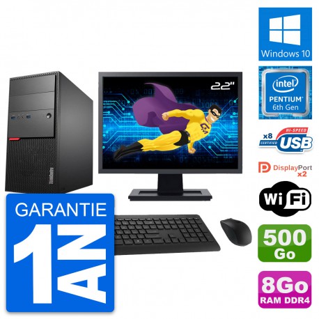 PC Tour Lenovo M800 Ecran 22" Intel G4400 RAM 8Go Disque 500Go Windows 10 Wifi