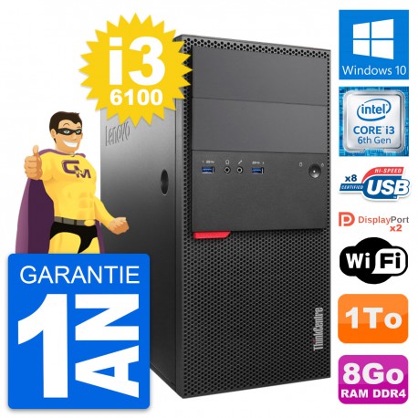 PC Tour Lenovo ThinkCentre M800 Intel i3-6100 RAM 8Go Disque 1To Windows 10 Wifi