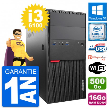 PC Tour Lenovo ThinkCentre M800 i3-6100 RAM 16Go Disque 500Go Windows 10 Wifi