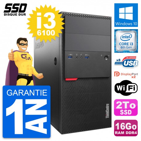 PC Tour Lenovo ThinkCentre M800 Intel i3-6100 RAM 16Go SSD 2To Windows 10 Wifi