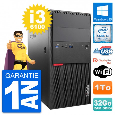 PC Tour Lenovo ThinkCentre M800 Core i3-6100 RAM 32Go Disque 1To Windows 10 Wifi