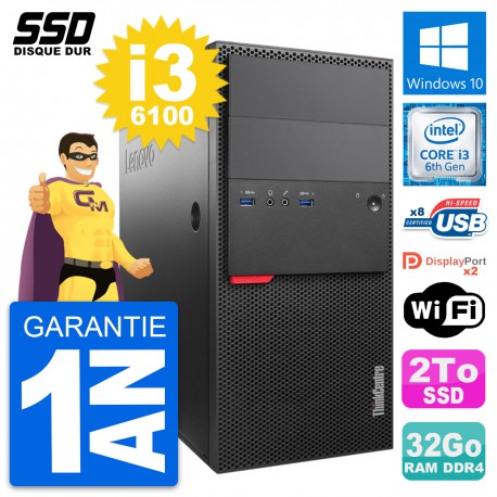PC Tour Lenovo ThinkCentre M800 Intel i3-6100 RAM 32Go SSD 2To Windows 10 Wifi