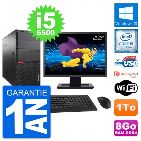 PC Tour Lenovo M800 Ecran 22" Intel i5-6500 RAM 8Go Disque 1To Windows 10 Wifi