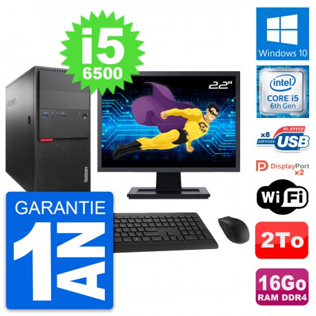 PC Tour Lenovo M800 Ecran 22" Intel i5-6500 RAM 16Go Disque 2To Windows 10 Wifi