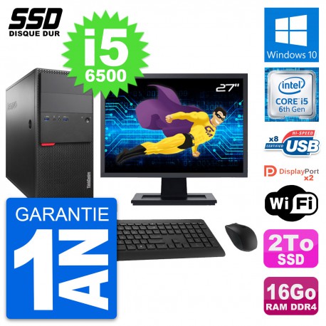 PC Tour Lenovo M800 Ecran 27" Intel i5-6500 RAM 16Go SSD 2To Windows 10 Wifi