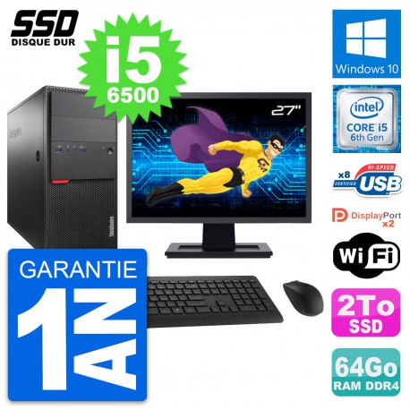 PC Tour Lenovo M800 Ecran 27" Intel i5-6500 RAM 64Go SSD 2To Windows 10 Wifi