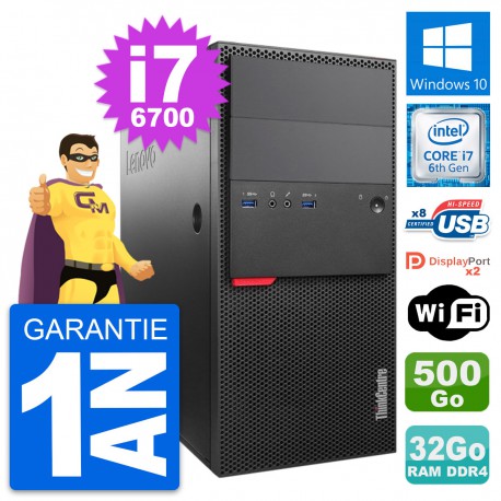 PC Tour Lenovo ThinkCentre M800 i7-6700 RAM 32Go Disque 500Go Windows 10 Wifi