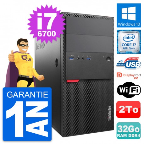 PC Tour Lenovo ThinkCentre M800 Core i7-6700 RAM 32Go Disque 2To Windows 10 Wifi