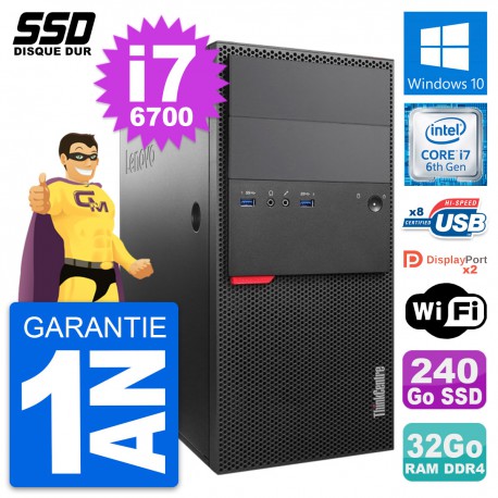 PC Tour Lenovo ThinkCentre M800 Intel i7-6700 RAM 32Go SSD 240Go Windows 10 Wifi