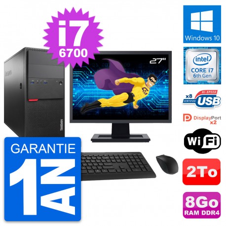 PC Tour Lenovo M800 Ecran 27" Intel i7-6700 RAM 8Go Disque 2To Windows 10 Wifi