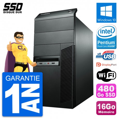PC Tour Lenovo ThinkCentre M92p Pentium G2020 RAM 16Go SSD 480Go Windows 10 Wifi
