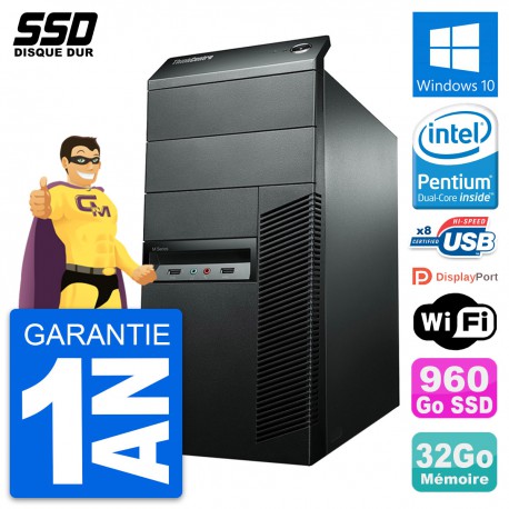 PC Tour Lenovo ThinkCentre M92p Pentium G2020 RAM 32Go SSD 960Go Windows 10 Wifi