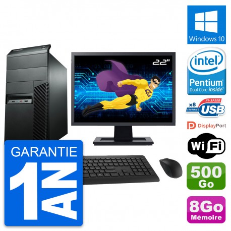 PC Tour Lenovo M92p Ecran 22" Intel G2020 RAM 8Go Disque 500Go Windows 10 Wifi
