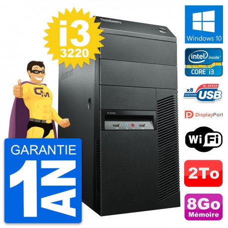 PC Tour Lenovo ThinkCentre M92p Intel i3-3220 RAM 8Go Disque 2To Windows 10 Wifi