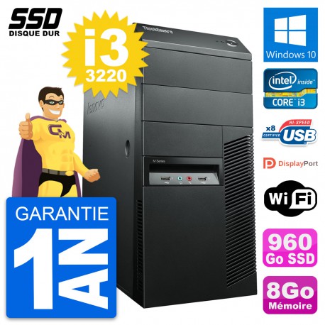 PC Tour Lenovo ThinkCentre M92p Intel i3-3220 RAM 8Go SSD 960Go Windows 10 Wifi