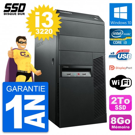 PC Tour Lenovo ThinkCentre M92p Intel i3-3220 RAM 8Go SSD 2To Windows 10 Wifi