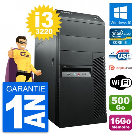 PC Tour Lenovo ThinkCentre M92p i3-3220 RAM 16Go Disque 500Go Windows 10 Wifi