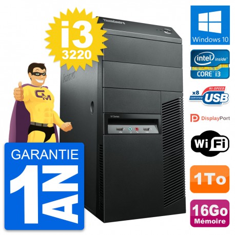 PC Tour Lenovo ThinkCentre M92p Core i3-3220 RAM 16Go Disque 1To Windows 10 Wifi