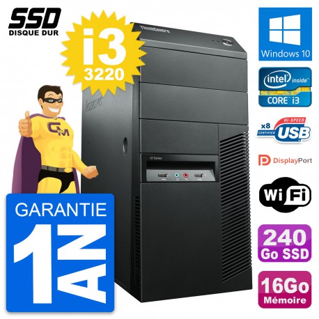 PC Tour Lenovo ThinkCentre M92p Intel i3-3220 RAM 16Go SSD 240Go Windows 10 Wifi
