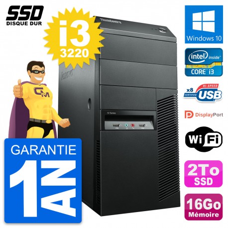 PC Tour Lenovo ThinkCentre M92p Intel i3-3220 RAM 16Go SSD 2To Windows 10 Wifi