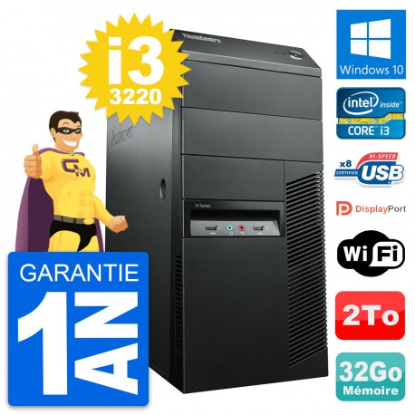 PC Tour Lenovo ThinkCentre M92p Core i3-3220 RAM 32Go Disque 2To Windows 10 Wifi
