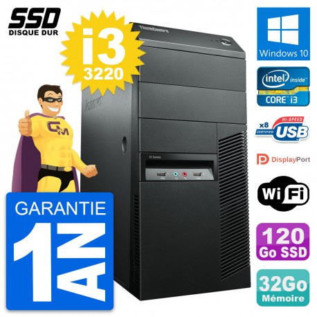 PC Tour Lenovo ThinkCentre M92p Intel i3-3220 RAM 32Go SSD 120Go Windows 10 Wifi
