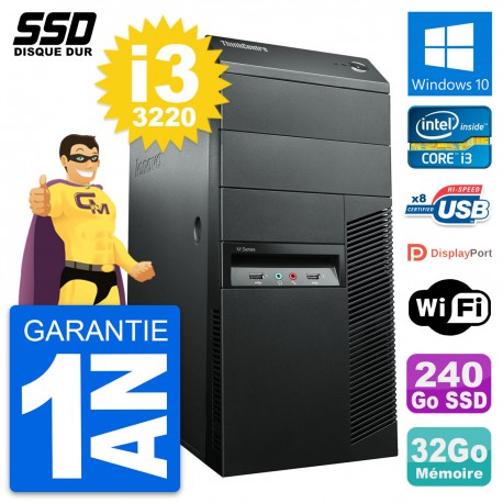 PC Tour Lenovo ThinkCentre M92p Intel i3-3220 RAM 32Go SSD 240Go Windows 10 Wifi