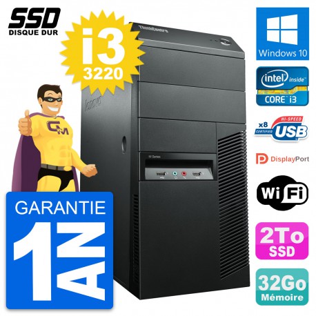 PC Tour Lenovo ThinkCentre M92p Intel i3-3220 RAM 32Go SSD 2To Windows 10 Wifi