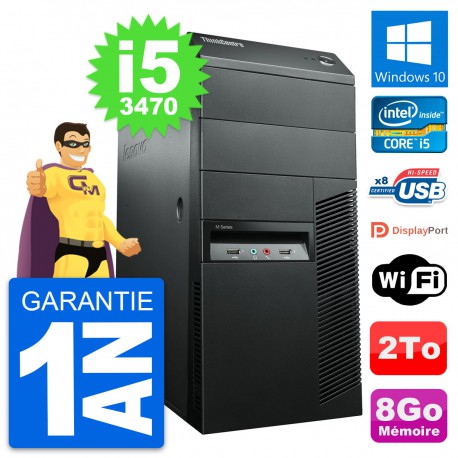 PC Tour Lenovo ThinkCentre M92p Intel i5-3470 RAM 8Go Disque 2To Windows 10 Wifi