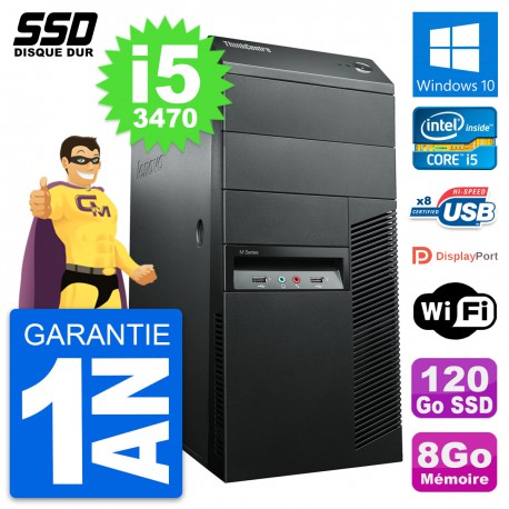 PC Tour Lenovo ThinkCentre M92p Intel i5-3470 RAM 8Go SSD 120Go Windows 10 Wifi