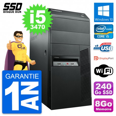 PC Tour Lenovo ThinkCentre M92p Intel i5-3470 RAM 8Go SSD 240Go Windows 10 Wifi