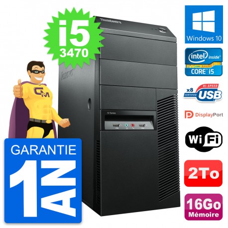 PC Tour Lenovo ThinkCentre M92p Core i5-3470 RAM 16Go Disque 2To Windows 10 Wifi