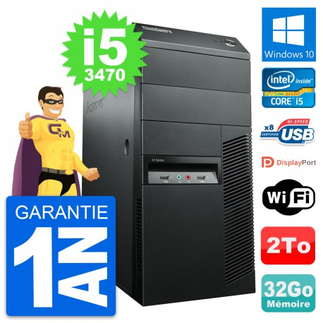 PC Tour Lenovo ThinkCentre M92p Core i5-3470 RAM 32Go Disque 2To Windows 10 Wifi