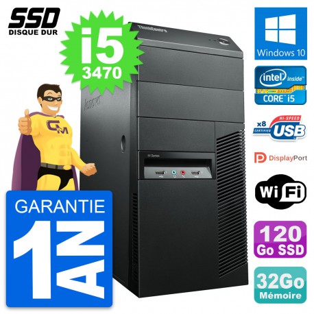 PC Tour Lenovo ThinkCentre M92p Intel i5-3470 RAM 32Go SSD 120Go Windows 10 Wifi