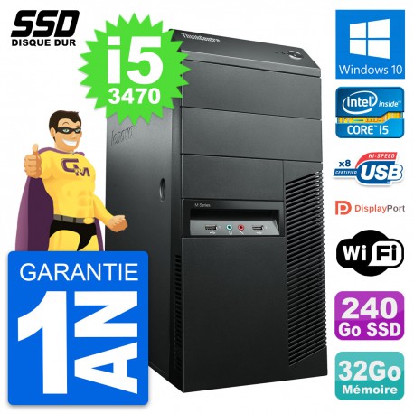PC Tour Lenovo ThinkCentre M92p Intel i5-3470 RAM 32Go SSD 240Go Windows 10 Wifi