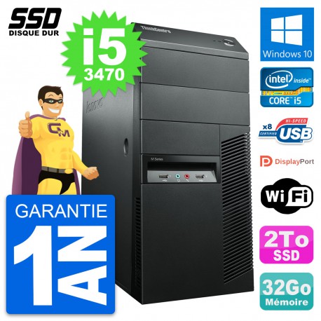 PC Tour Lenovo ThinkCentre M92p Intel i5-3470 RAM 32Go SSD 2To Windows 10 Wifi