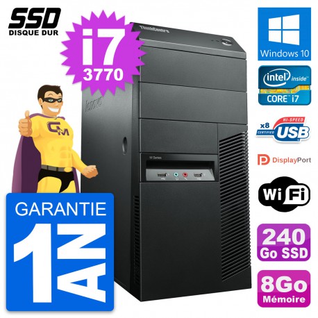 PC Tour Lenovo ThinkCentre M92p Intel i7-3770 RAM 8Go SSD 240Go Windows 10 Wifi