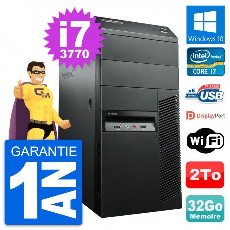 PC Tour Lenovo ThinkCentre M92p Core i7-3770 RAM 32Go Disque 2To Windows 10 Wifi