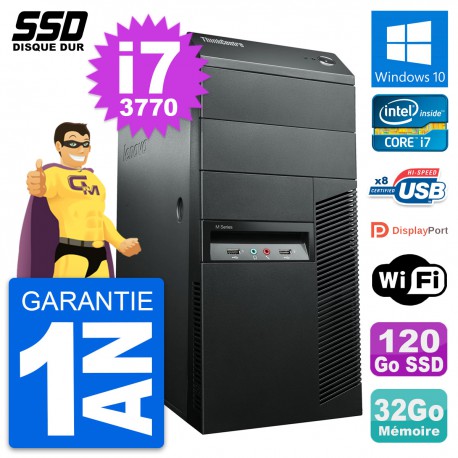 PC Tour Lenovo ThinkCentre M92p Intel i7-3770 RAM 32Go SSD 120Go Windows 10 Wifi