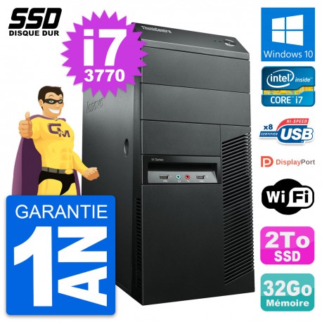 PC Tour Lenovo ThinkCentre M92p Intel i7-3770 RAM 32Go SSD 2To Windows 10 Wifi