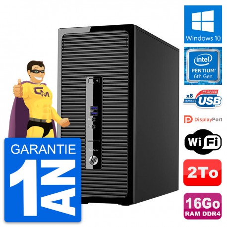 PC Tour HP ProDesk 400 G3 MT Pentium G4400 RAM 16Go Disque 2To Windows 10 Wifi