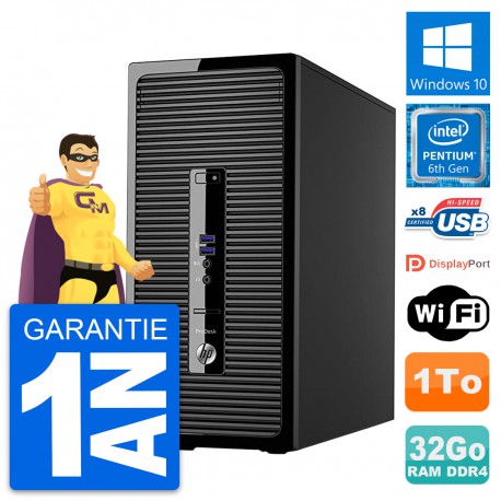 PC Tour HP ProDesk 400 G3 MT Intel G4400 RAM 32Go Disque Dur 1To Windows 10 Wifi