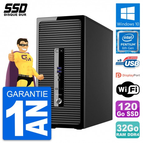 PC Tour HP ProDesk 400 G3 MT Pentium G4400 RAM 32Go SSD 120Go Windows 10 Wifi