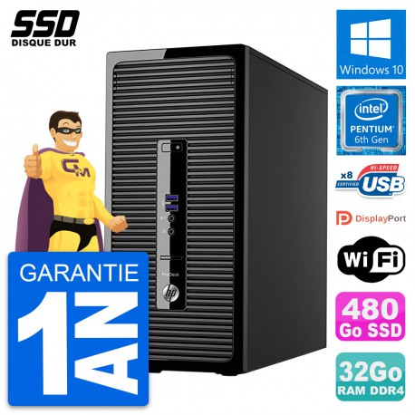PC Tour HP ProDesk 400 G3 MT Pentium G4400 RAM 32Go SSD 480Go Windows 10 Wifi