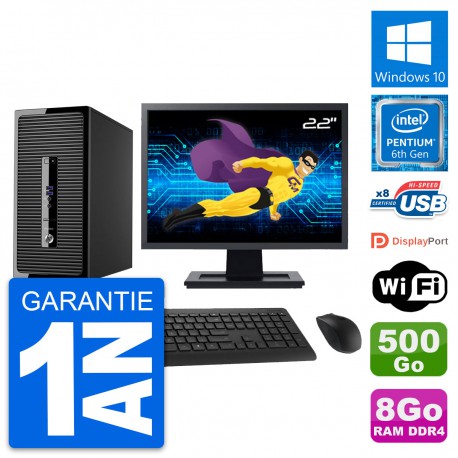 PC Tour HP 400 G3 MT Ecran 22" Intel G4400 RAM 8Go Disque 500Go Windows 10 Wifi