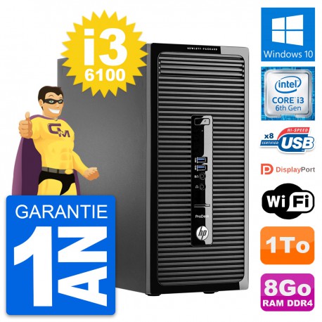PC Tour HP ProDesk 400 G3 MT Intel i3-6100 RAM 8Go Disque 1To Windows 10 Wifi