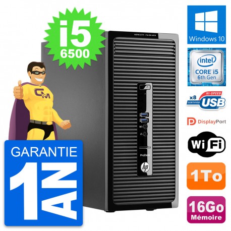 PC Tour HP ProDesk 400 G3 MT Intel i5-6500 RAM 16Go Disque 1To Windows 10 Wifi