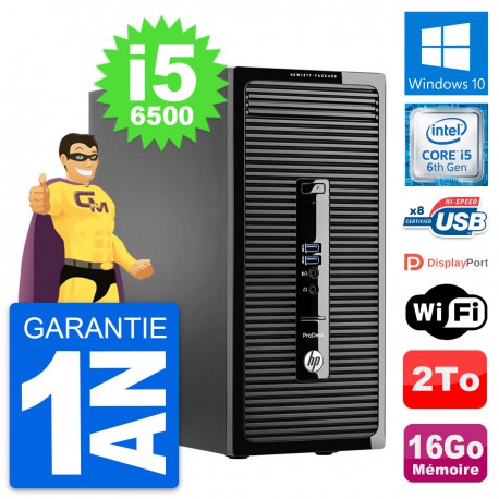PC Tour HP ProDesk 400 G3 MT Intel i5-6500 RAM 16Go Disque 2To Windows 10 Wifi
