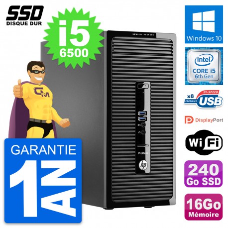 PC Tour HP ProDesk 400 G3 MT Intel i5-6500 RAM 16Go SSD 240Go Windows 10 Wifi