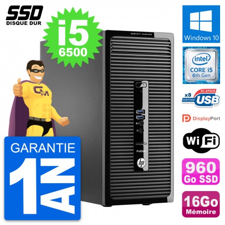 PC Tour HP ProDesk 400 G3 MT Intel i5-6500 RAM 16Go SSD 960Go Windows 10 Wifi